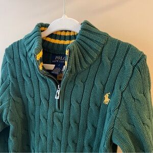 Ralph Lauren Green Cable Knit Kids Sweater
